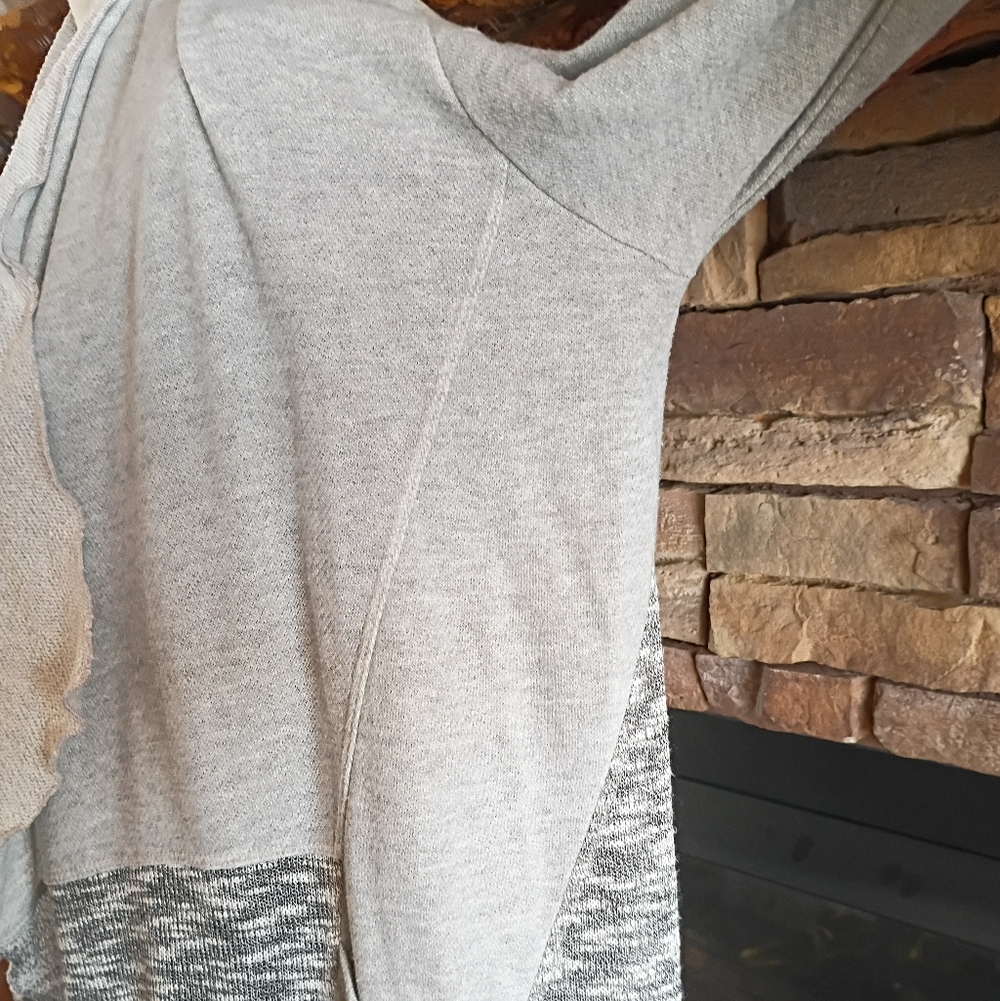 Scrapbook Gray White Cotton Boho Bohemian Open Long Cardigan Sweater - Picture 7 of 16